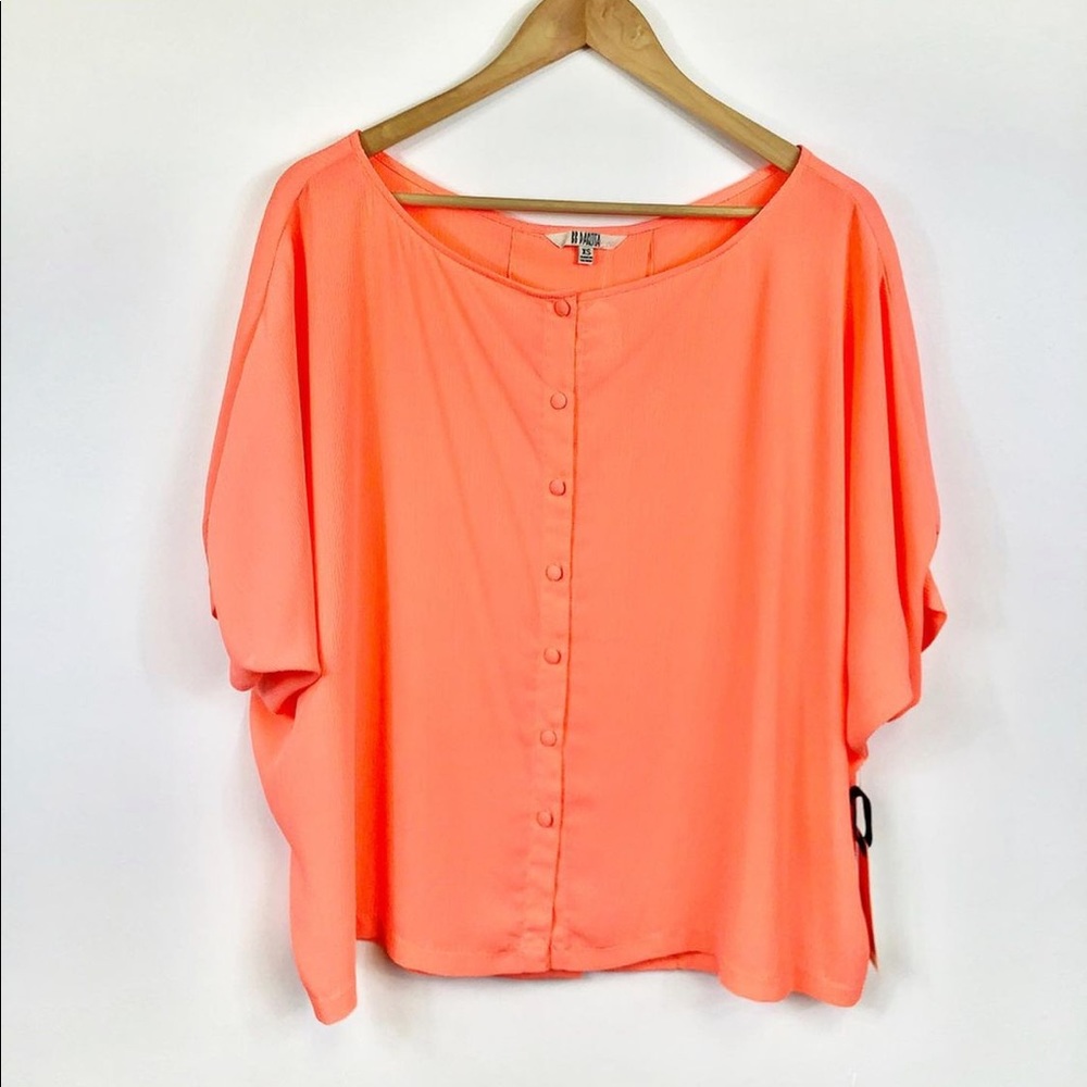 NWT BB Dakota orange button front flowy top